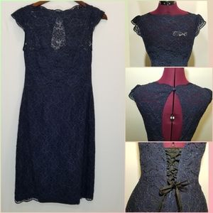 Encore by Watters, Lace, Corseted, Midi Dress